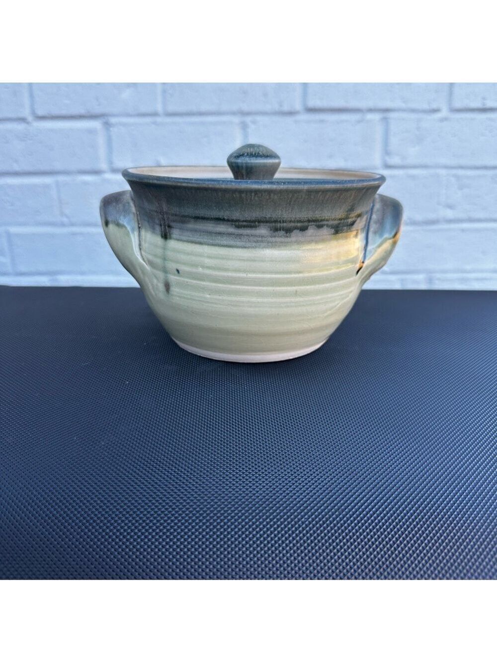 Handcrafted Ceramic Art Pottery Casserole Dish Lid+Loop+Handles Signed by Artist